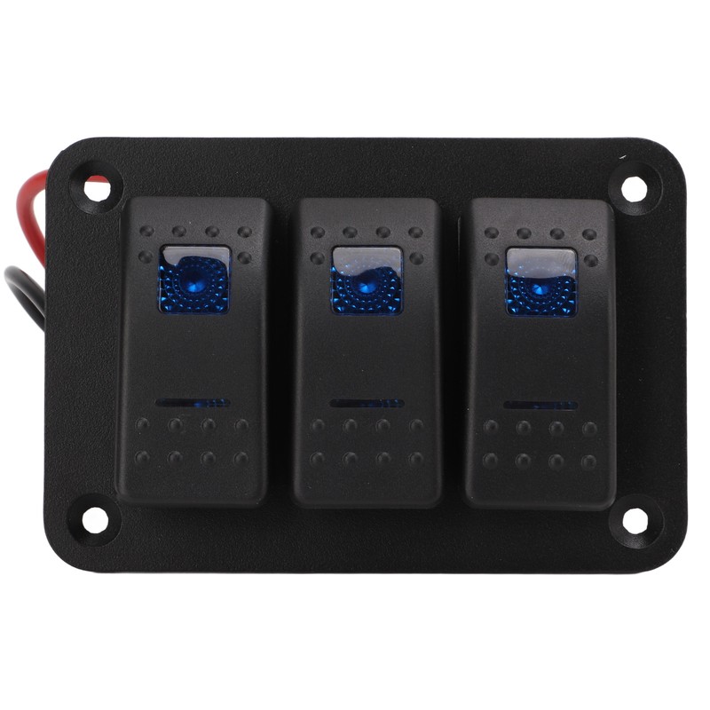 3 Gang Rocker Switch Overcurrent Protection LED Blue Backlit IP65