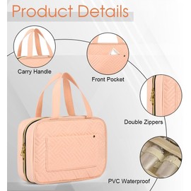 VASA NAMA Neceser de Viaje para Hombre y Mujer, Bolsa de Cosmeticos de Viaje, Makeup Bag de Gran Capacidad, Bolsa de Maquillaje Portátil, Bolsa de Aseo con Asa,Bolsa Organizadora de Cosmeticos (Rosa)