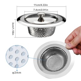 HAKUKU Coladores para Fregadero de Cocina, 2 Coladores De Drenaje Malla De Borde Ancho Filtro, Drenaje para Fregadero de Acero Inoxidable, Mejorado más Seguro y Duradero, Adecuado para Cocina (11cm)