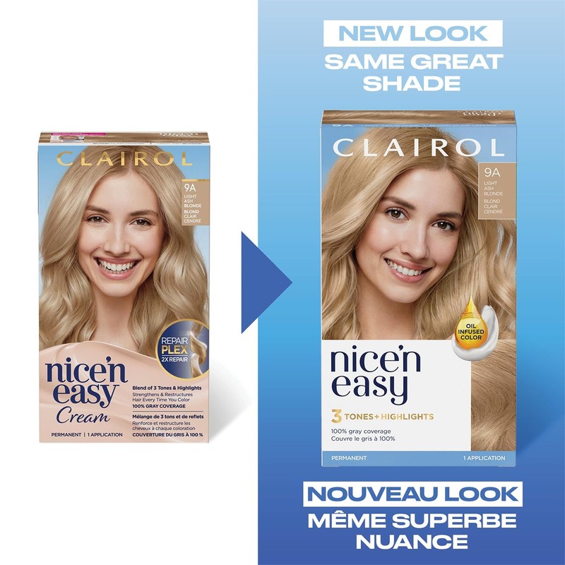 Clairol Nice'n Easy Permanent Hair Dye, 9A Light Ash Blonde