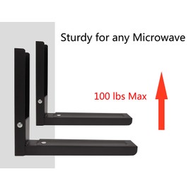 IMSurQltyPrise Universal Microwave Shelf Bracket Wall Mount Kit, Arms Extend & Foldable Fit for Most of Microwaves, Black - 1 Pair