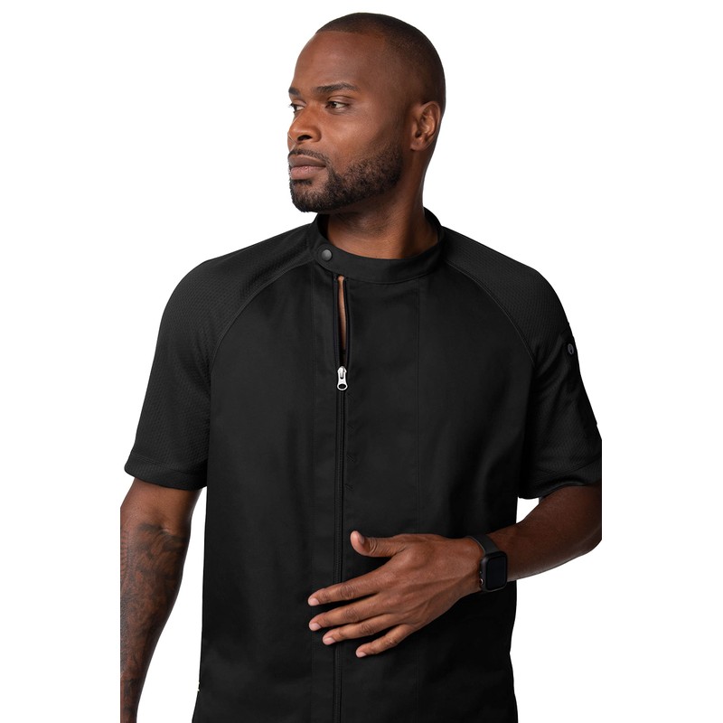 Chef Works Men's Varkala Chef Coat, Black, Medium