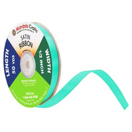 Mandala Crafts Aqua Satin Ribbon for Crafts - 50 Yds 1/2 Inch Aqua Ribbons for Gift Wrapping - Fabric Ribbons for Flower Bouquet Hair Ribbons Wedding Party Decoration