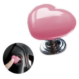 Car One-Touch Start Button with Push-to-Start Rocker Lever, Engine Start/Stop Joystick, and Full Metal Ball-bar Starter Cover for Decorative Accessories (Metal Heart - Pink)
