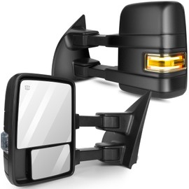 A Pair of Towing Mirrors Fit for Ford F-150 Pickup Truck 2004-2014, GDSMOTU Power Heated with Turn Signal, Puddle Light Trailer Towing Mirrors