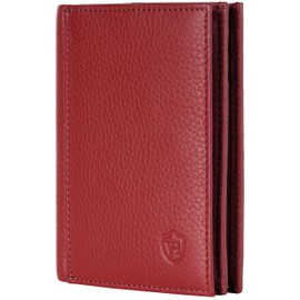 VON HEESEN® Men's Leather Wallet with Coin Compartment and RFID Protection, Genuine Leather Wallet for Men and Women, Wallet, red, With XL coin compartment