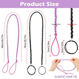 2pcs Braided Hair Ties for Women，UHOMENY Long Ponytail Holders Elastic Hair Bands Scrunchies Pony Tails Ties for Women Ponytails Sports Workout Swimming Diving Riding