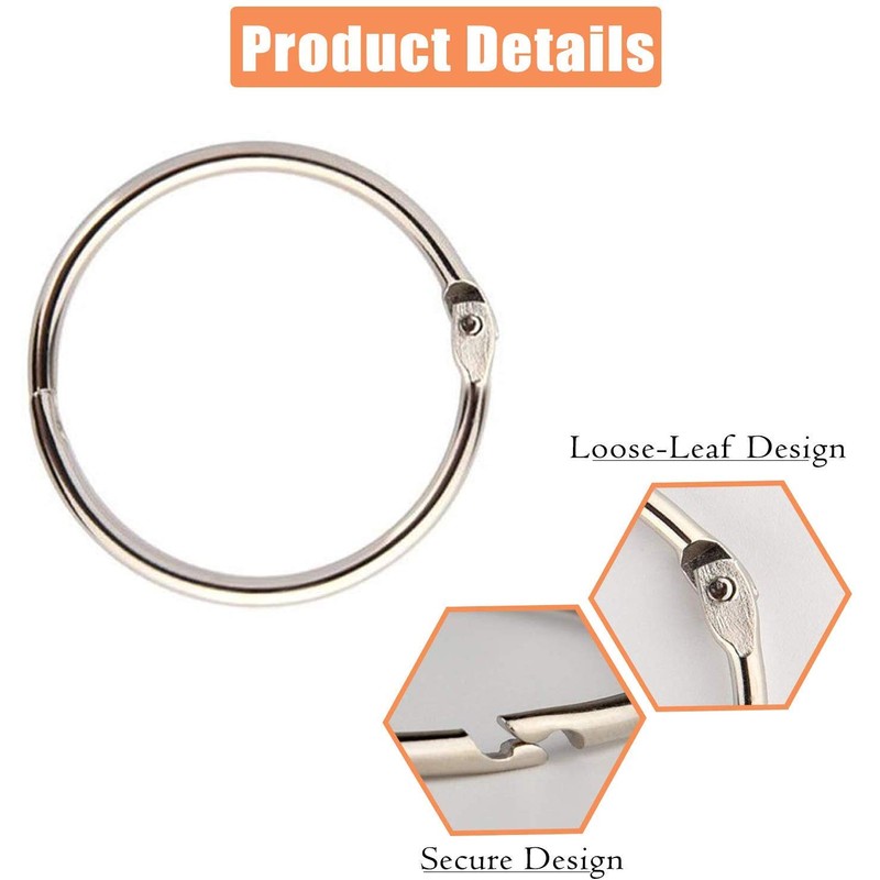 WedDecor 20mm Loose Leaf Rings Mettalic Snap Closure Binder Card