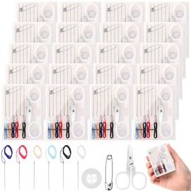 Knitgrip 48 Boxes Travel Sewing Kit Mini Sewing Kit Bulk Needle Thread Kit Portable Sewing Tools Beginner DIY Sewing Supplies Sewing Kit Box with Threads Scissors Hand Sewing Needles Buttons