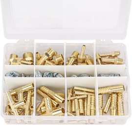 WYNNsky 84PCS Brass Hose Barb Fittings, Air Hose Repair Kit, 1/8’’ 3/16’’ 1/4’’ 5/16’’ 3/8’’ 1/2’’ Barb Splicer, Tee, Barb to MNPT Threads