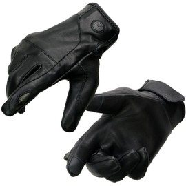 Milwaukee Leather MG7599 Men's Black Leather Motorcycle Gloves w/i-Touch Screen and Led Finger Light - 5X-Large