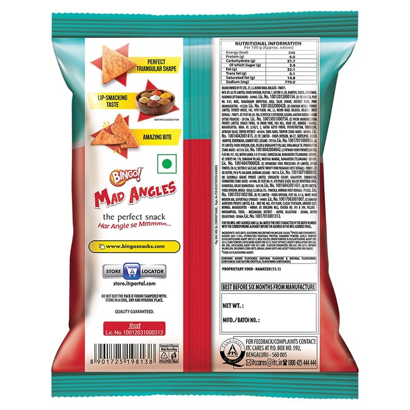 Bingo! Mad Angles Mmmm Masala Nacho Chips 66g | Pack