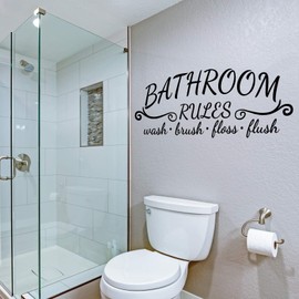 Zonon 2 Bathroom Decals Sticker Soak Relax Enjoy Toilet Rules Decor Vinyl Quote Decor for Home(Simple Style,Black)
