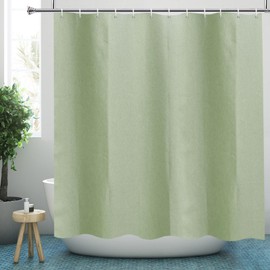 YISURE Linen Textured Shower Curtain, Heavy Duty Fabric Shower Curtains for Bathroom Waterproof Thick Hotel Luxury, Green 180x200cm/71''x78''