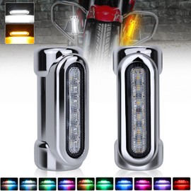 JESTMOTOR Motorcycle Highway Crash Bar Lights - Multicolor LED Switchback Driving Signal, Motorcycle Auxiliary Lights Universal Fits 1-1/4" Touring Bikes, Multicolor (1 Pair)