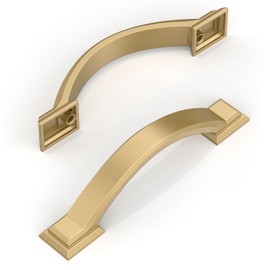 Amerdeco 10 Pack Champagne Bronze Cabinet Pulls 3 Inch(76mm) Hole Centers, Handles for Kitchen Cabinet Hardware, Arch Cabinet Handles for Bathroom Dresser Drawer Handles ZH0016…