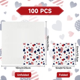 100PCS 4th of July Napkins - 3 Ply Fourth of July Cocktail Napkins, American Flag Heart Beverage Napkins for Independence Day