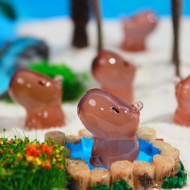 100 Pcs Mini Resin Animals Glow in The Dark, Capybara Figure, Ornament, Miniature Animal Figurines to Hide, Festival trinkets, Tabletop, Outdoor, Craft Decor for Garden, Miniature Landscape