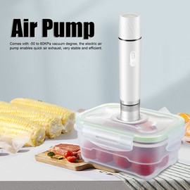 Electric Air Pump, 4-5.2V 5W Portable Electric Air Pump Handheld Vacuum Sealer Cordless Sealing Machine Tool for Office Outdoor Picnic Food Clothes Storage (White)