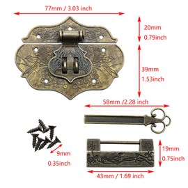 Box Latch Hasp and Vintage Lock Kit LUORNG Decorative Toggle Latch Cabinet Padlock with Key Hasp Toolbox Jewelry Latch Locks with Key Screws