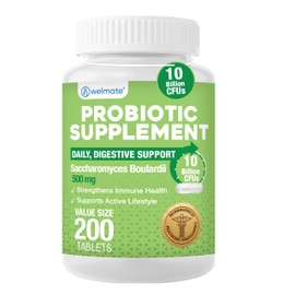 WELMATE Saccharomyces Boulardii  Suplemento probiótico diario  10 mil millones de UFC  Apoyo inmunitario  Salud digestiva  Vegano  Orgánico  Sin...   