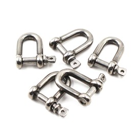 5/16 M8 304 Stainless Steel D Ring Shackle Lock for Heavy Duty Construction,Vehicle Recovery, Hauling (5PCS)
