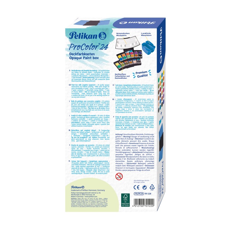 Pelikan 701228 ProColor Paint Box Black / Blue 24 Colours