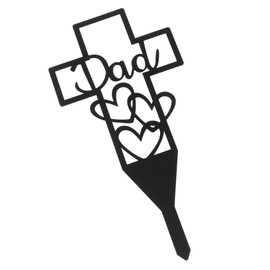 Levemolo Creative Cemetery Stake for Dad Dual Heart Memorial Marker Decorative for Grave Lightweight and Easy to Insert for Remembrance Gardens and Cemeteries