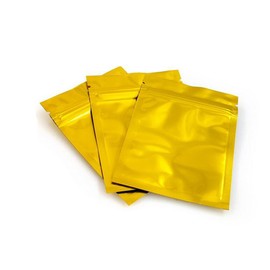 100PCS Thicken Double-Sided Metallic Mylar Foil Self Sealing Flat Bag Zipper Pouch Food Grade Sample Packing Storage Holder Container for Cosmetic Tea Powder (10cm x 15cm, Gold)