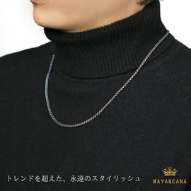 MAYA & CANA Men's Magnetic Necklace, 0.1 inch (3 mm), Silver/Gold/Rainbow, 200MT, Surgical Stainless Steel, Chain, 17.3 - 23.2 inches (44 - 59 cm), Stainless Steel, No Gemstone