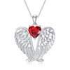 POTOPYY Garnet Angel Wings Necklace Sterling Silver Guardian Angel Pendant