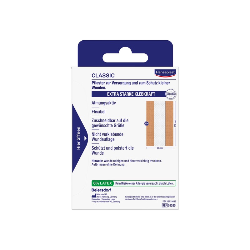 Hansaplast Classic Plaster (2 m x 6 cm), Cut to