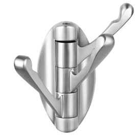 Suyar Brushed Nickel Bathroom Towel Hook, Solid Metal Robe Holder 3 Swivel Foldable Arms, Flexible Rotating Towel Hook for Hanging Coat Clothes, Wall Mounted