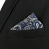 S&W SHLAX&WING Men's Blue and Gold Paisley Wedding Pocket Square,