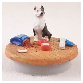 Conversation Concepts Miniature Pit Bull Terrier Brindle Candle Topper Tiny One "A Day at Home"