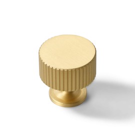 SALISENG- 5 Pack Solid Brass Kitchen Cabinet Knobs,Matt Gold Drawer Pulls, 1-1/10 Inch 28mm Diameter, Modern Furniture Handles for Cupboard Wardrobe (BOURGUE)