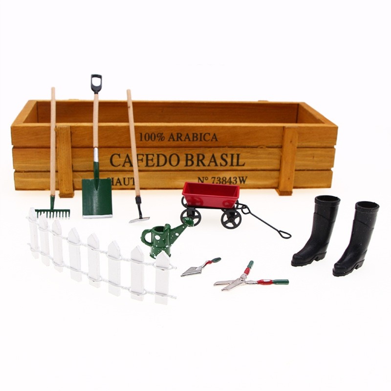 9pcs Miniature Dollhouse Set 1:12 Mini Garden Tools for Dollhouse