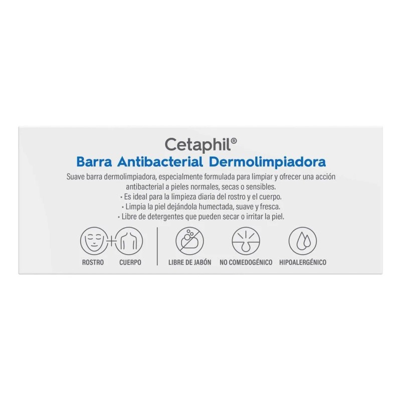 Barra Antibacterial Dermolimpiadora Cetaphil Contenido 127g