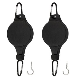 Rierdge 2 Pack Retractable Plant Pulley Adjustable Hanging Basket Hooks for Hanging Plants, Black (Buckle Type)
