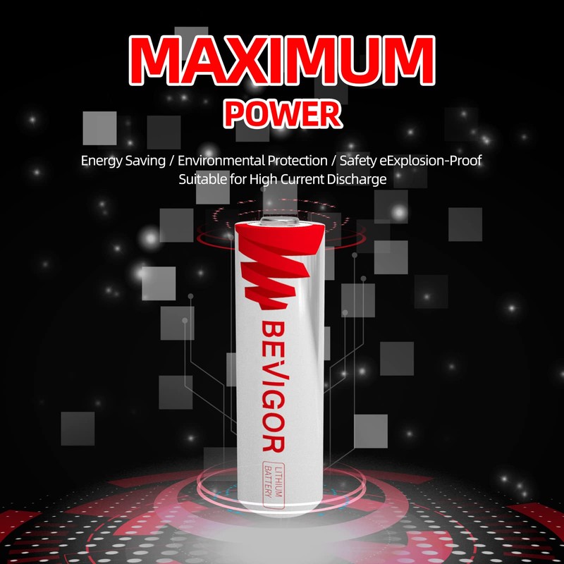 Lithium Batteries AA Size, AA Battery 4 Pack, 3000mAh Double