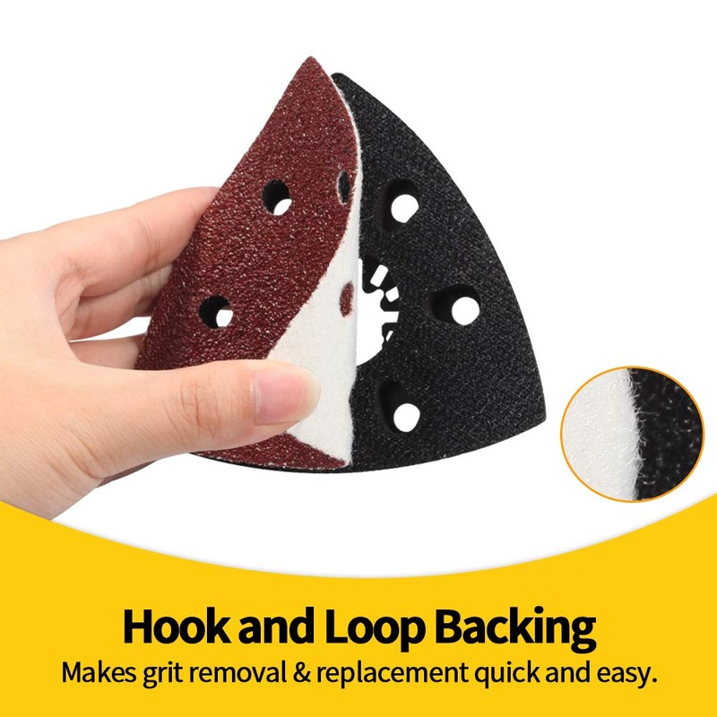 SPEEDWOX 50 Pcs Triangle Sanding Pads Hook and Loop 40