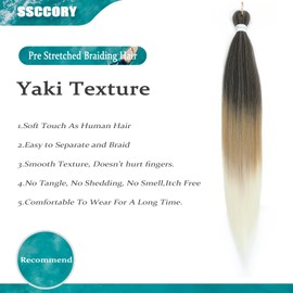 EZ Braid 30 Inch Pre Stretched Braiding Hair 6 Packs Yaki Texture Braiding Hair for Crochet Hair Braids Kanekalon Synthetic Fiber Hot Water Setting Crochet Braiding Hair Extensions（1B/27/613#)