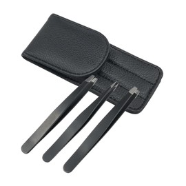 Rise Japan Stainless Steel Hair Tweezers Set of 3 Types with Exclusive Case for Eyebrow Growing Hair Waste Treatment Unisex Face Care Beauty Grooming Tweezers Set with Case