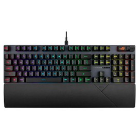 ASUS ROG Strix Scope II Gaming Keyboard, pre-lubed ROG RX Red Linear Optical switches, Sound-dampening Foam, PBT doubleshot keycaps, Streaming hotkeys, Multi-Function Controls, Wrist Rest
