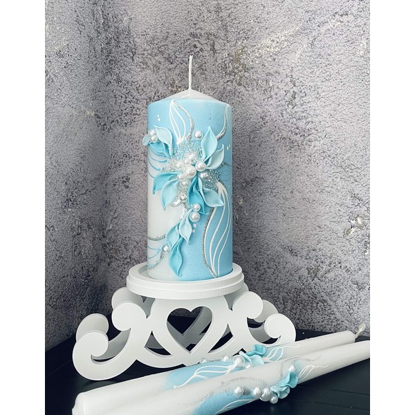 Magik Life Unity Candle Set for Wedding - Wedding Accessories for Reception and Ceremony - Decorative Pillars-Turquoise