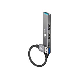 goobay 4-Port USB 3.2 Hub Slim, Multiple Plug, 5 Gbits, Splitter, A to 3xA and 1xC Multiport Adapter 3.0-74458