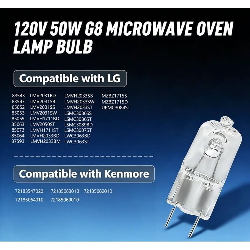 Rifatrio 6912A40002J Microwave Lamp Halogen Light Bulb G8 120V 50W