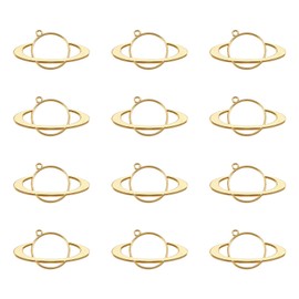 Pandahall 20Pcs Planet Alloy Open Back Bezel Pendants 28.4x54.8x2.45mm Hollow Frame Pendant Charms For DIY UV Resin Pressed Flower Jewelry Making
