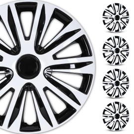 WOLFSTORM 4-Pack 16 Inches Wheel Rim Cover Hubcaps,Redesign Fashion Style Replacement Hubcaps,Car Truck SUV Hub Accessories, Black&White&Lacquer