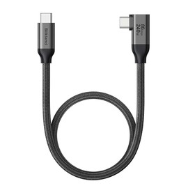 Silkland Cable USB 4 de ángulo recto de 80Gbps para Thunderbolt 5 de 1.6 pies, cable de video USB C trenzado de 90 grados de 120Gbps de ancho de banda